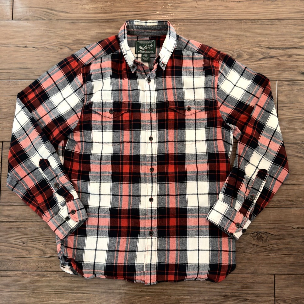 Woolrich Plaid Flannel Button Front Shirt Red Black Mens Small‎